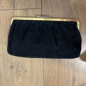 Vintage Reversible Clutch Purse Suede / Leather Metal Claps Rare Midcentury